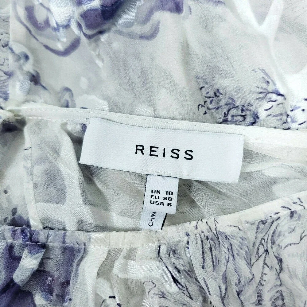 Reiss Floral Maxi Dress in White and Blue - Picture 8 of 8